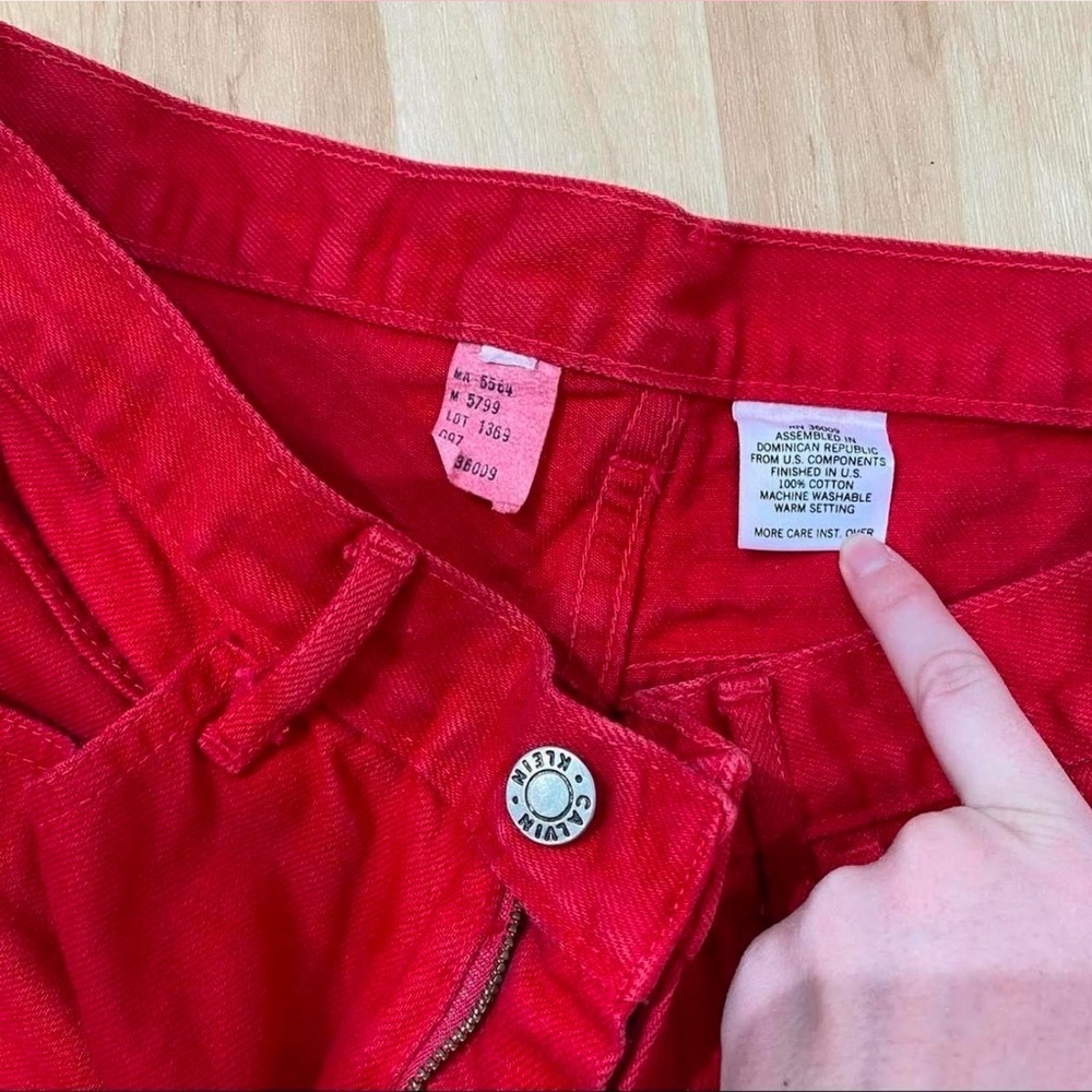 Calvin Klein Women's High Rise Red Jeans - Picture 6 of 6